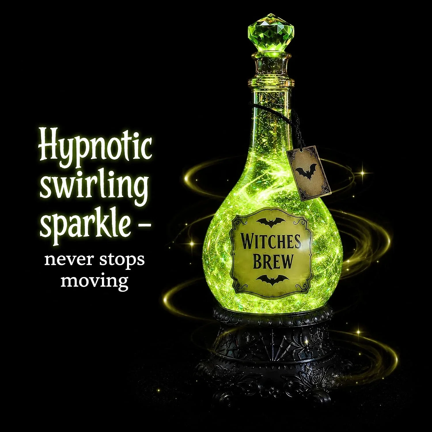 Up Lighting Decor - Leuchtende Hexenbrühe-Flasche, Glitzer-Globus, grünes Licht, Halloween-Apothekendekoration,