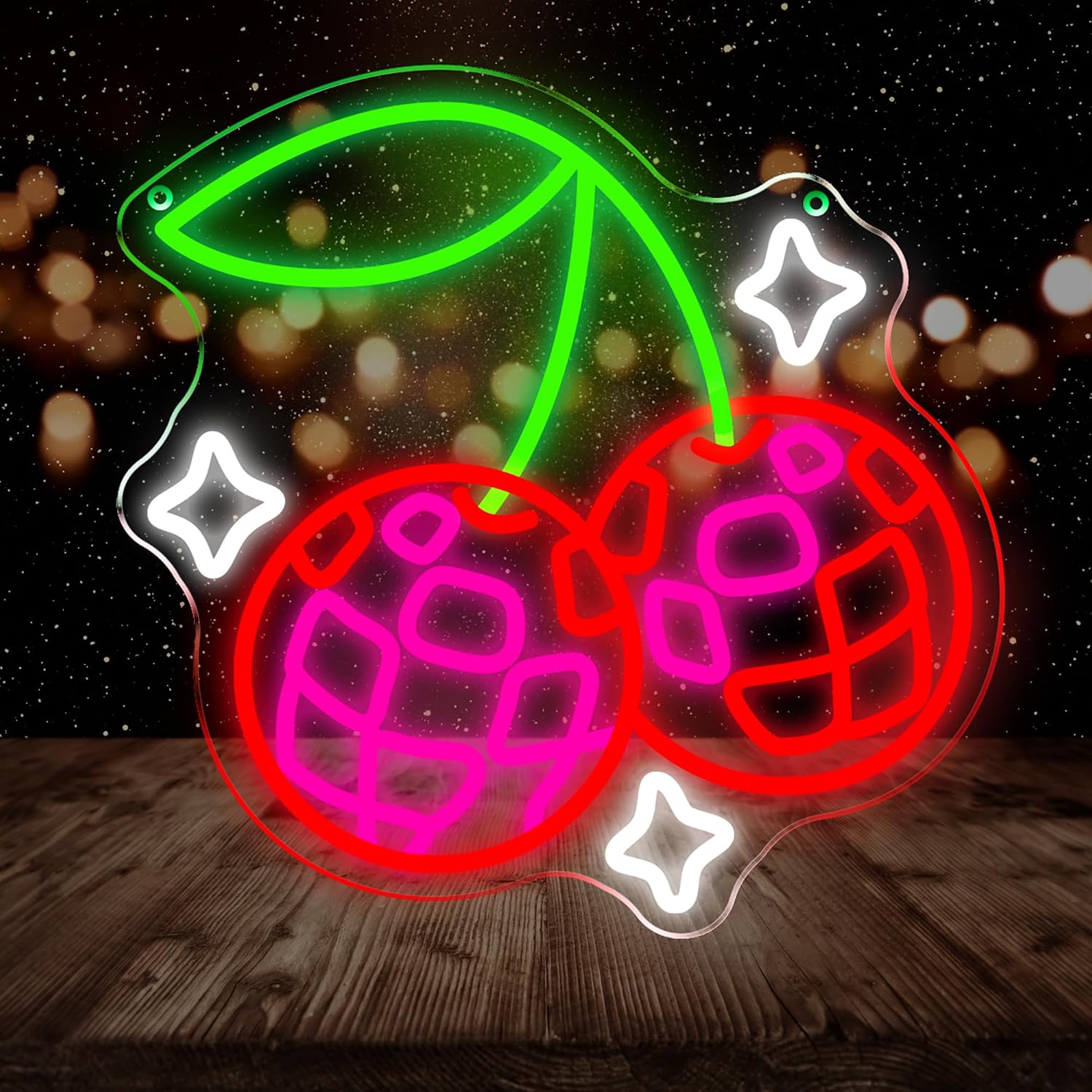 Lighting Christmas Decor - Disco-Kugel-Kirsch-LED-Neonschild, USB-betriebene Party-Wandleuchte, Weihnachtsdeko-Neonlampe, Fruchtbar-Schlafzimmer-Wandkunst, Weihnachtsgeschenk